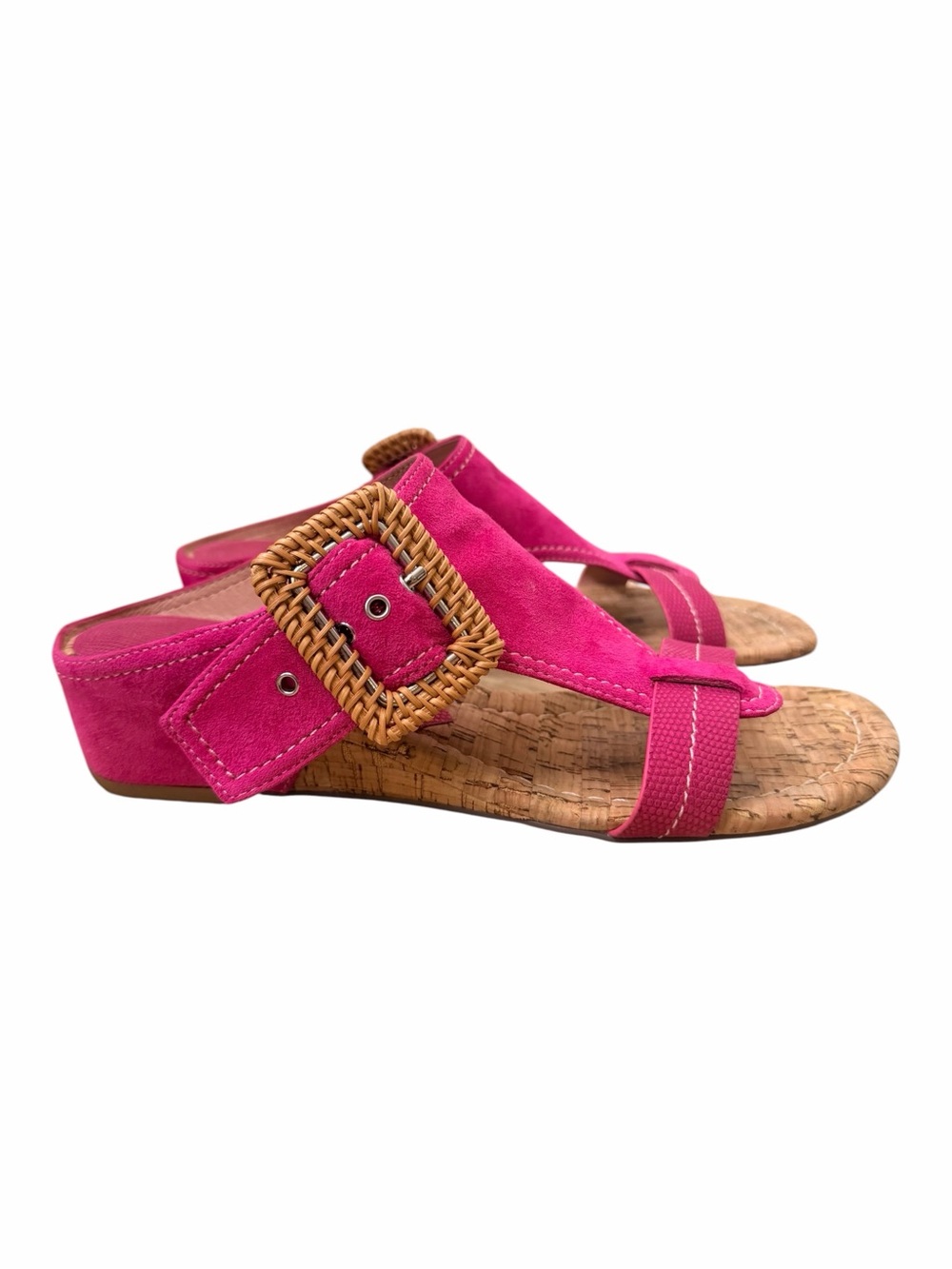 Donald Pliner The Hilari Pink Suede Wedge Sandal. - Picture 3 of 7